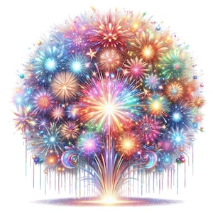Festival de fuegos artificiales coloridos de Año Nuevo PNG – Paquete de imágenes prediseñadas de celebración brillante (descarga digital, uso comercial) 24 PNG