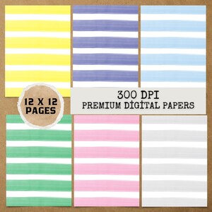 28 JPG Thick Watercolor Stripes Digital Paper,Junk journal kit,Digital papers,Junk Journal Papers,Journal Paper Pack, junk journal pages