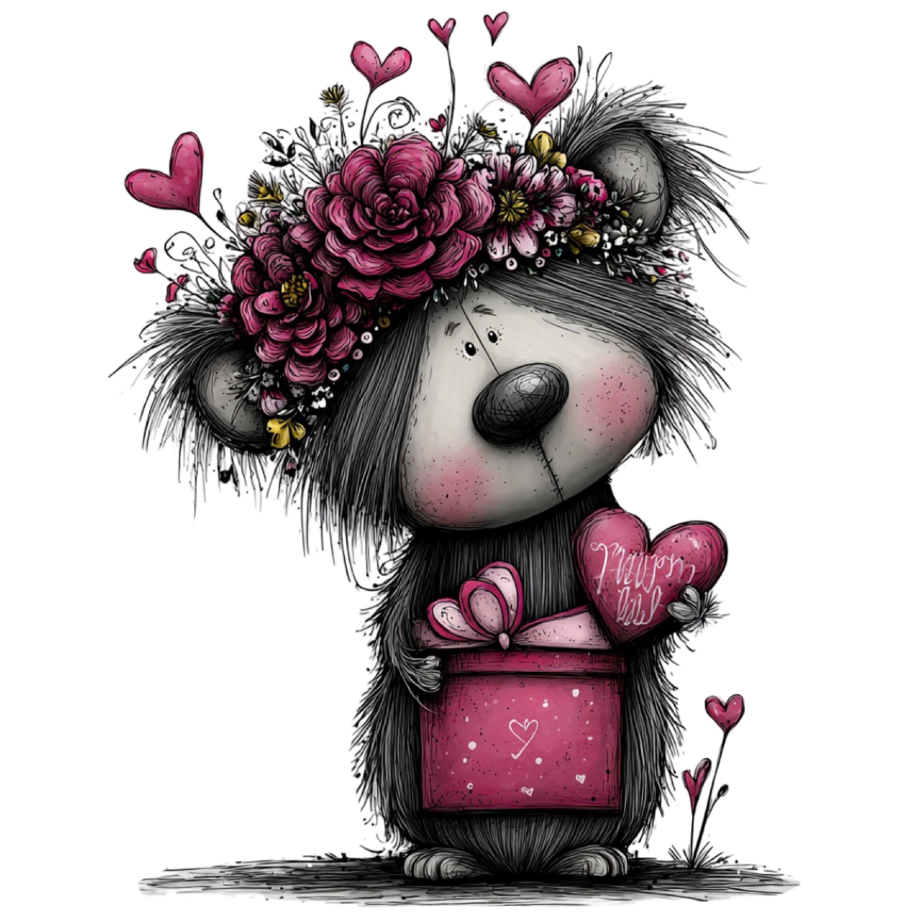 Teddy Bear Valentine Clipart – Watercolor Romantic Animal PNG Set ...