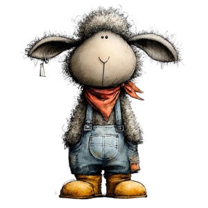 Nyckfull bondgårdsfår Clipart – Akvarell lantdjur PNG-set (digital nedladdning) 39 PNG bild 18