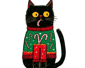 Christmas Cat Clipart: Cute Holiday Kitty PNG Images (Digital Download) 25 PNG