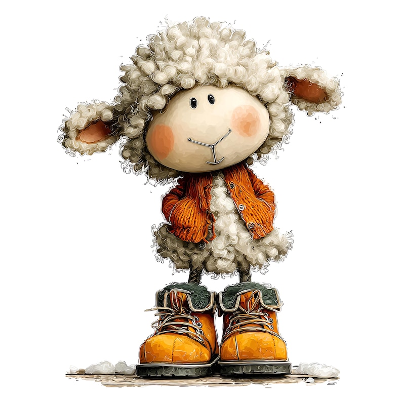 Grappige winterse schapenclipart – Leuke, knusse boerderijdieren PNG-bundel (digitale download, commercieel gebruik) 33 PNG afbeelding 15