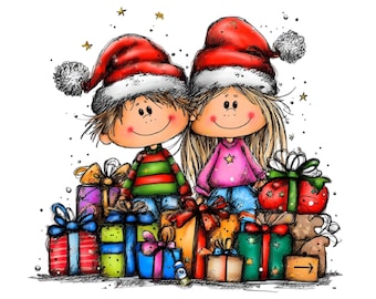 Lindos dibujos animados navideños PNG: Imágenes festivas (descarga digital) 40 PNG