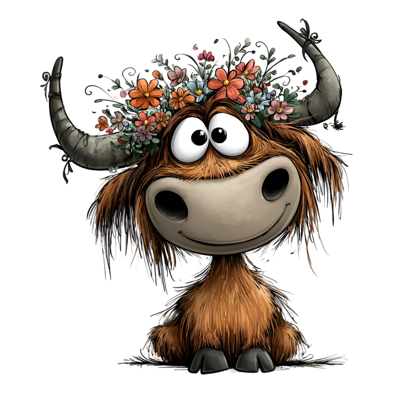 Whimsical Highland Cow Clipart Bundle – Cute Farm Animal PNG Set ...