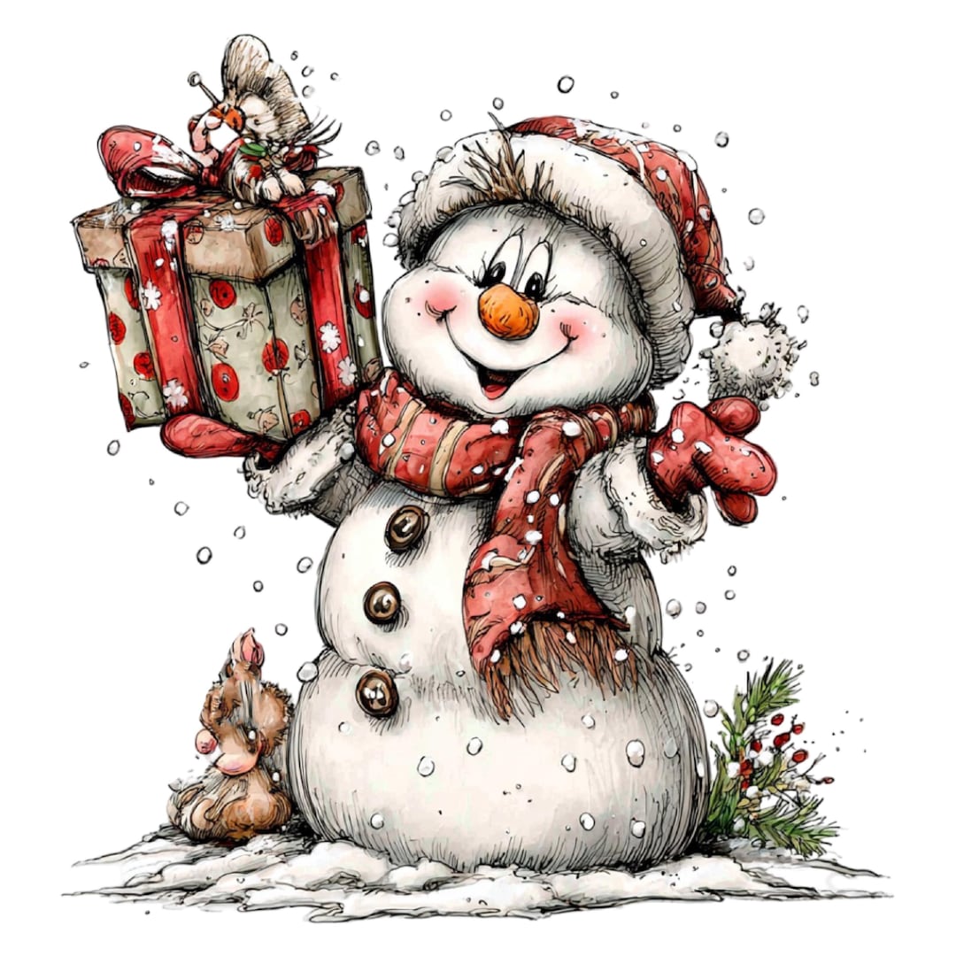 Christmas Whimsical Snowman Clipart – Festive Winter PNG Set (instant  Download, Commercial License) 30 PNG - Etsy, image size:1080x1080