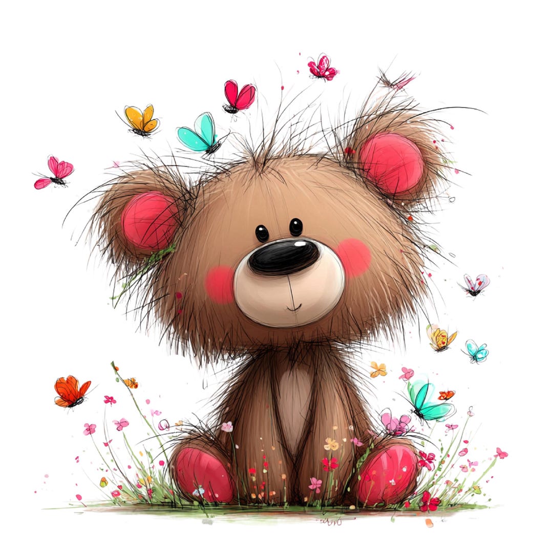 Spring Teddy Bear Illustration Bundle: Seasonal Character Art Set 70 ...
