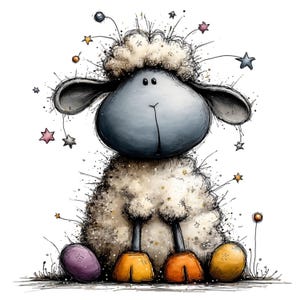 Nyckfull bondgårdsfår Clipart – Akvarell lantdjur PNG-set (digital nedladdning) 39 PNG bild 8