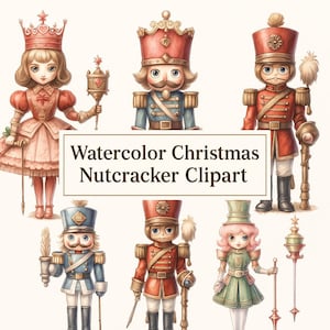 Watercolor Christmas Nutcracker Clipart Bundle: Holiday PNG Images (Commercial Use, Digital Download) 17 PNG