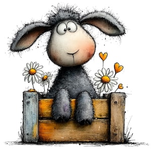 Nyckfull bondgårdsfår Clipart – Akvarell lantdjur PNG-set (digital nedladdning) 39 PNG bild 2