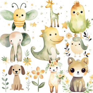 26 Png Watercolor Boho Animals,Digital Clipart Bundle,PNG Files,Instant Download,Commercial Use,Printable Art for DIY Crafts & Scrapbooking