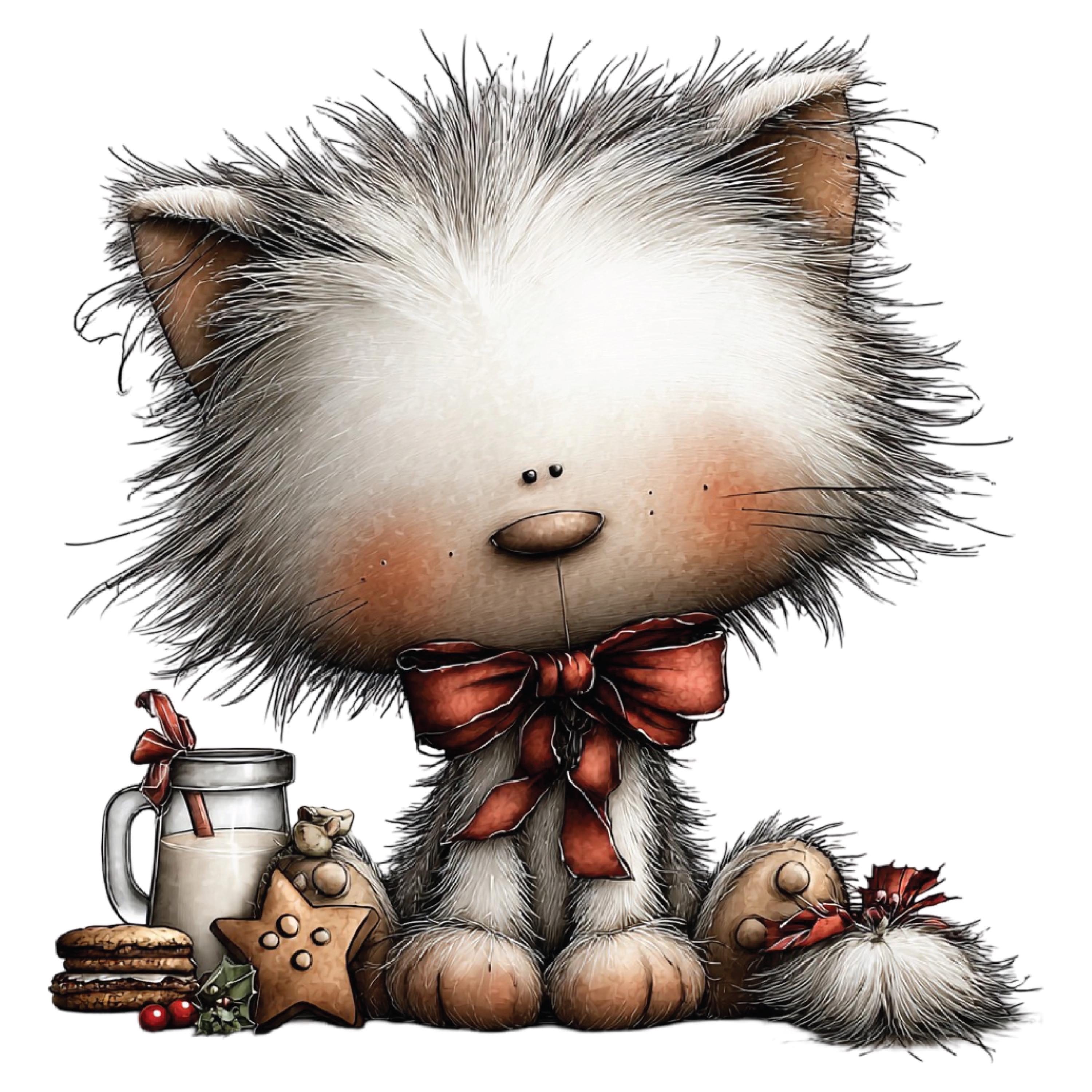 Watercolor Christmas Cat Clipart: Cute Holiday Kitty PNG Images ...