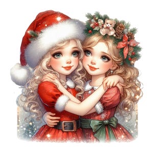 24 Vintage Christmas Girl PNG Clipart,Christmas Clipart,Instant Digital Use,Digital Clipart,Printable Art, Vintage Christmas, Commercial Use