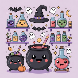 Paquete de papeles digitales Kawaii de Halloween: 25 fondos JPG (descarga digital)