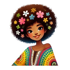 Black History Month Afro Girls Clipart: Melanin Queen PNG (Digital Download)  20 PNG