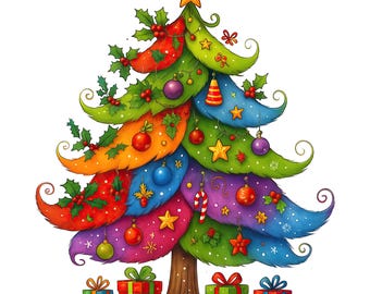 Imágenes prediseñadas de árboles de Navidad caprichosos: lindas imágenes PNG navideñas (descarga digital) 17 PNG