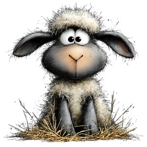 Nyckfull bondgårdsfår Clipart – Akvarell lantdjur PNG-set (digital nedladdning) 39 PNG bild 11