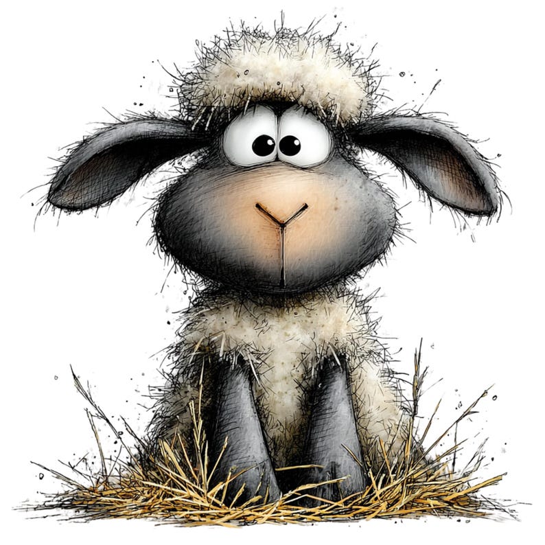 Nyckfull bondgårdsfår Clipart – Akvarell lantdjur PNG-set (digital nedladdning) 39 PNG bild 11
