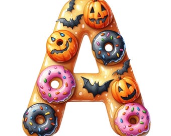 Halloween Donut Alphabet: Spooky Letter PNG Images (Digital Download) 36 PNG
