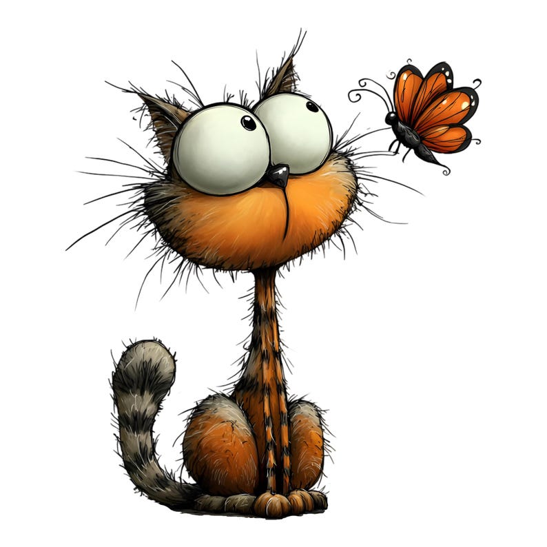 Whimsical Cats Clipart Bundle – Cute Kitty PNG Set (digital Download ...