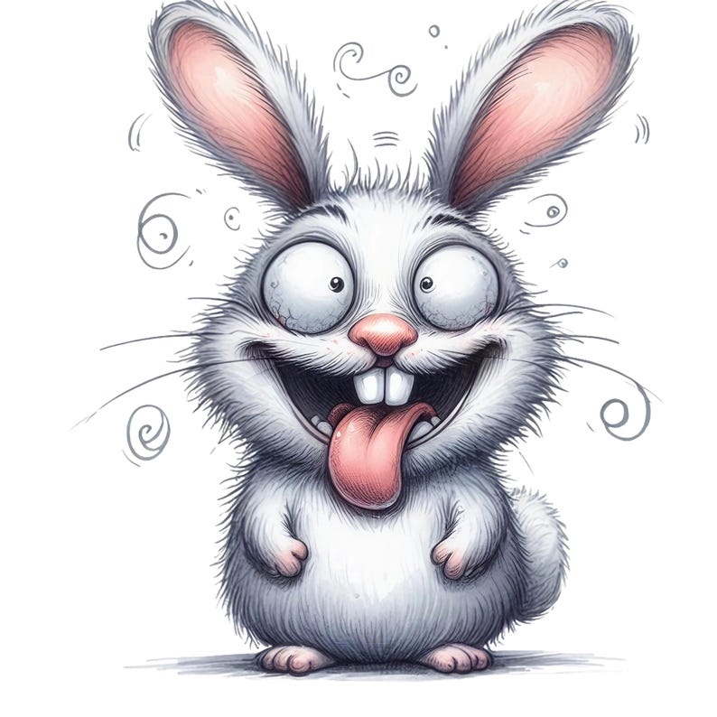 Exaggerated Rabbit Cute Bunny Clipart: Adorable Watercolor Rabbit PNG Bundle (digital ...