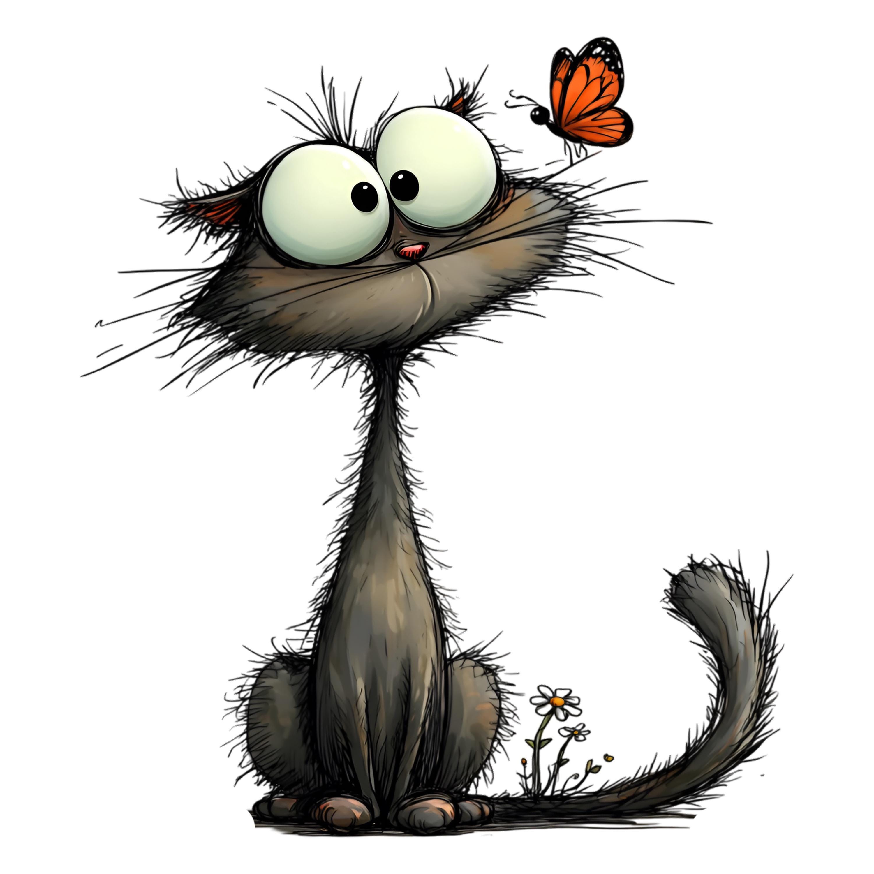 Whimsical Cats Clipart Bundle – Cute Kitty PNG Set (digital Download ...