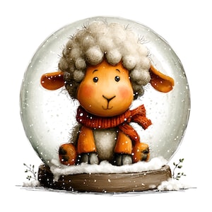 Grappige winterse schapenclipart – Leuke, knusse boerderijdieren PNG-bundel (digitale download, commercieel gebruik) 33 PNG afbeelding 4