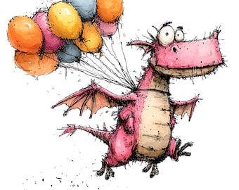 Funny Quirky Dragon PNG Set: Whimsical Fantasy Watercolor Clipart Bundle 35 PNG