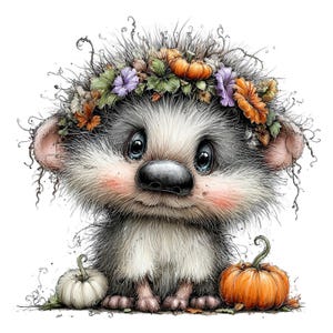 29 PNG JPG Whimsical Halloween Hedgehog Clipart Bundle – Cute Spooky Hedgehog Graphics | Commercial Use image 13