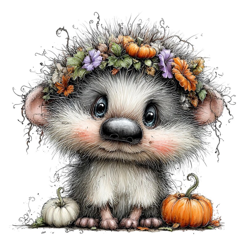 29 PNG JPG Whimsical Halloween Hedgehog Clipart Bundle – Cute Spooky Hedgehog Graphics | Commercial Use image 13