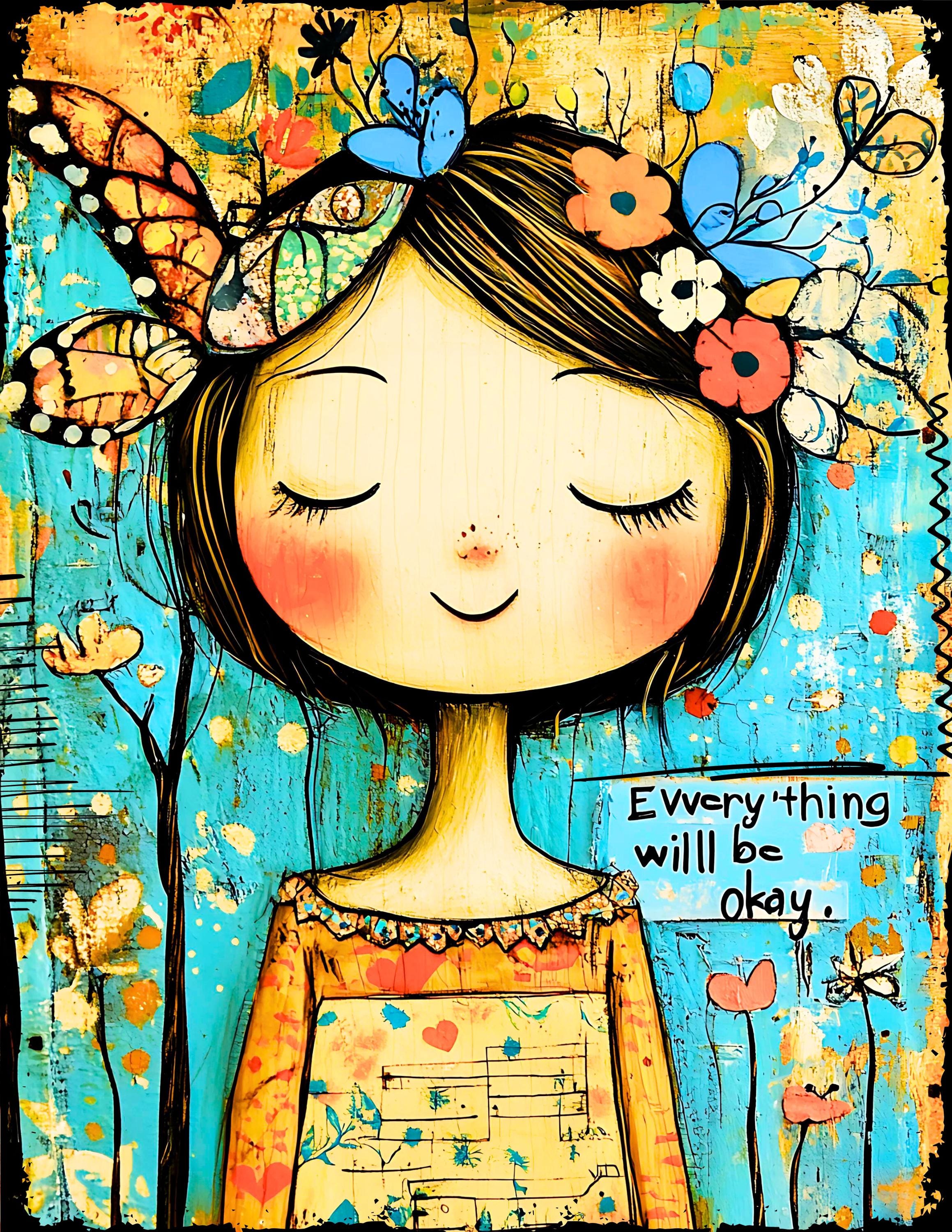 Whimsical Girls Colorful Junk Journal Papers,printable Junk