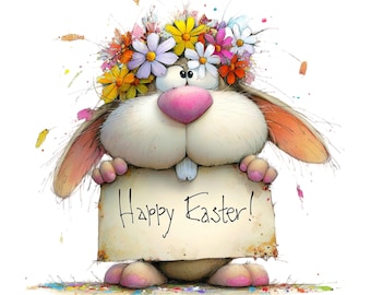 Whimsical Bunny Easter Clipart: Festive Graphics Digital Download 28 PNG