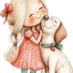31 PNG Clipart di ragazza e cane, set di PNG carini, file PNG digitali, perfetti per scrapbooking, file PNG trasparenti, download digitale, clipart di cane