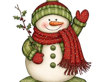 Whimsical Christmas Snowman Clipart: Cute Holiday PNG Images (Digital Download) 29 PNG