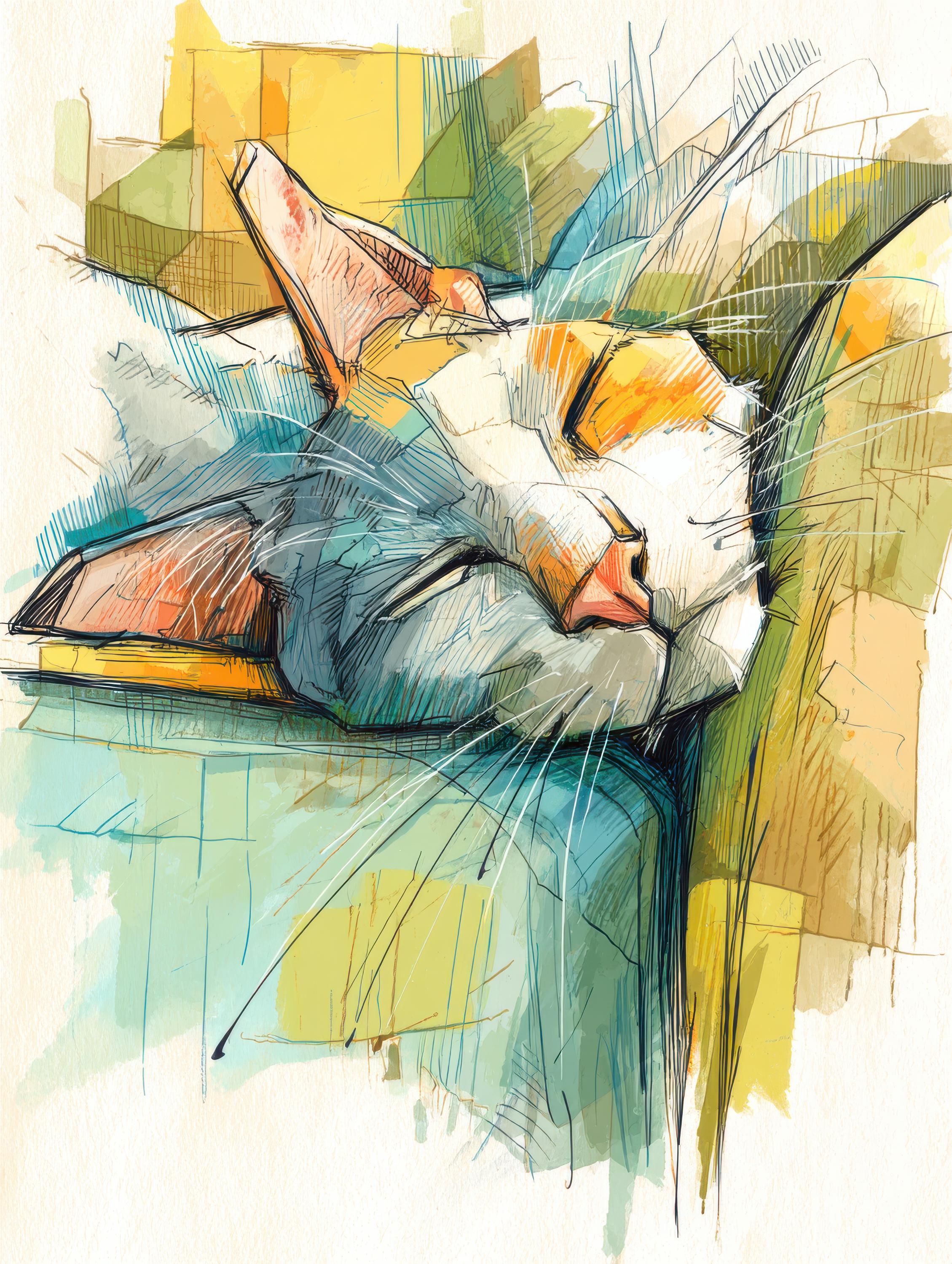 Watercolor Cats on the Couch: Cozy Cat Lover PNG Clipart for Wall Art ...