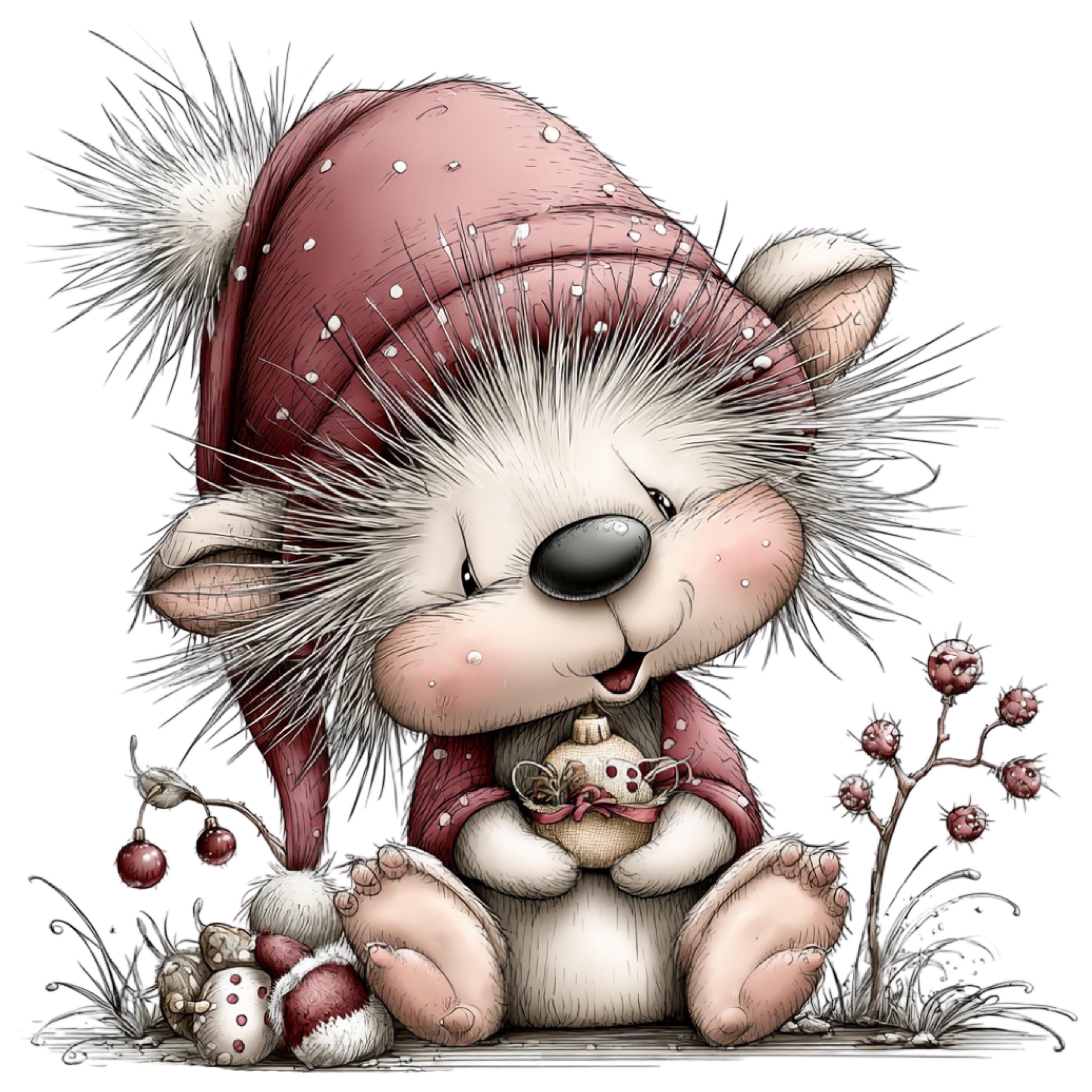 Whimsical Woodland Christmas Animals: Cute Holiday Clipart PNG Set ...