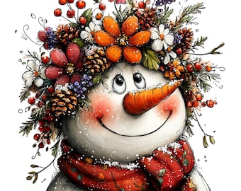 Quirky Funny Snowman Clipart: Cute Christmas PNG Images (Digital Download) 44 PNG