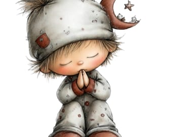 Praying Kids Clipart Bundle: Cute Christian Children PNG Illustrations (Digital Download) 30 PNG