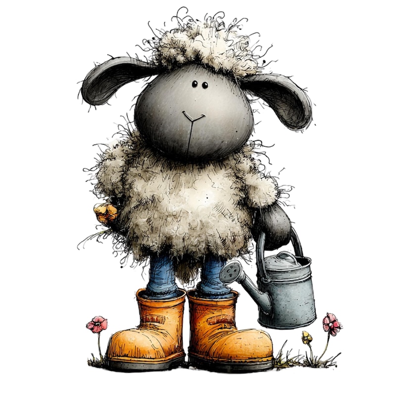 Nyckfull bondgårdsfår Clipart – Akvarell lantdjur PNG-set (digital nedladdning) 39 PNG bild 13