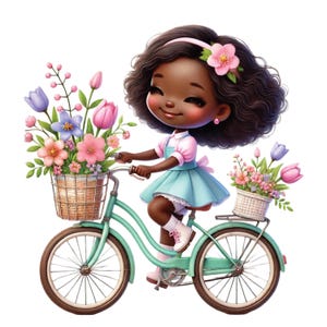 Black Girl Spring Clipart: Afro Woman PNG Bundle Commercial Use, Instant Download 26 PNG