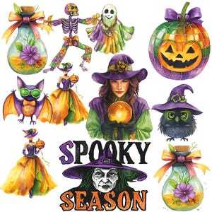 60 Png Groovy Halloween Clipart,Retro 70s Spooky PNG,Vintage Hippie Halloween Aesthetic Digital Art,Retro Groovy Halloween Clipart