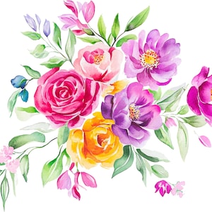 8 PNG Radiant Garden Floral Clipart,Watercolor clipart,High Quality PNGs,Digital download,Paper craft, junk journals,Flowers Png