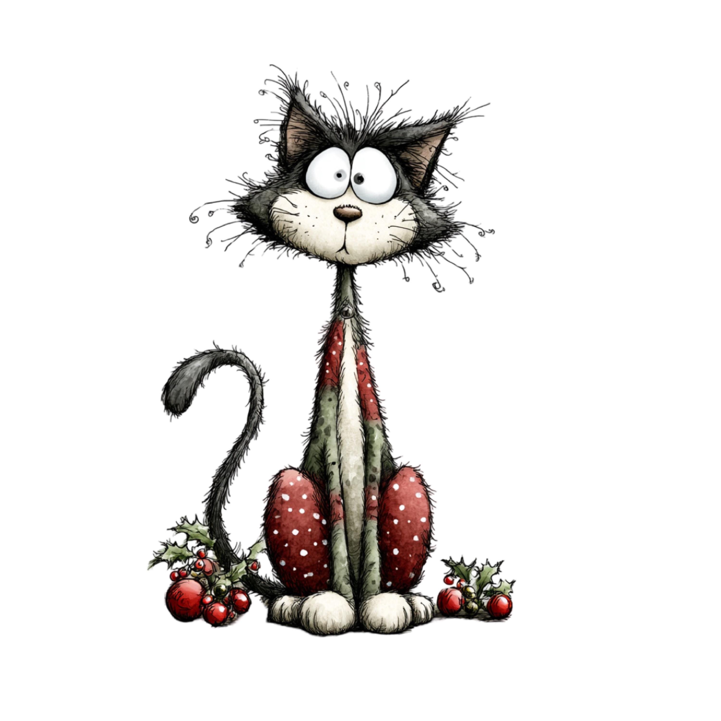 Watercolor Christmas Cats Clipart – Cute Holiday Pet PNG Bundle ...