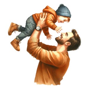 23 PNG aquarelle fête des pères Clipart Bundle, téléchargement numérique, cadeau fête des pères, carte drôle de fête des pères, voeux numérique imprimable pour papa