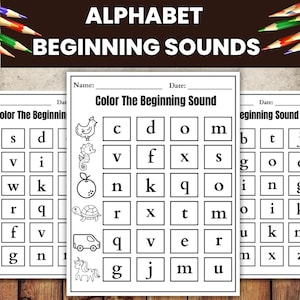 Beginning Sounds Worksheets | 10 Printable Letter Sounds Worksheet | Phonics Activity | homeschool, Preschool-1st Grade Phonics and Literacy