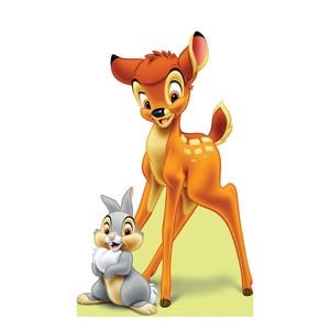 Découpe en carton taille réelle Bambi et Panpan, décoration de fête inspirée de Disney, accessoire de baby shower, voyageur debout pour chambre d'enfant dans les bois, présentoir de chambre d'enfant
