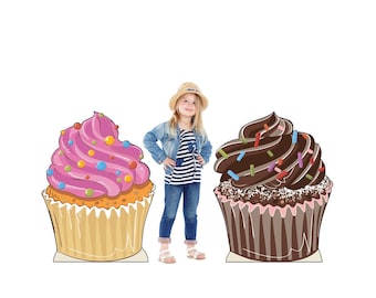 Cupcakes Life Size Cardboard Cutout, Dessert Party Standee, Bakery Display Prop, Sweet Treat Photo Booth Decoration
