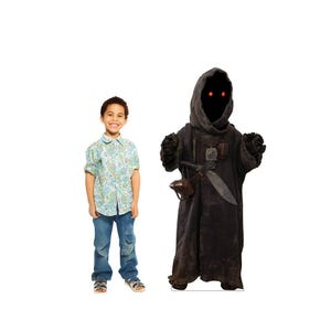 Découpe en carton taille réelle Jawa, voyageur debout Mandalorian Star Wars, voyageur voyageur extraterrestre mandalorien Star Wars, accessoire de scène mandalorienne, cadeau de fan