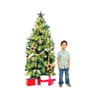 Christmas Tree Life-Size Cardboard Cutout, Holiday Decoration, Seasonal Party Prop Standee, Life Size Christmas Decor, Xmas Selfie Backdrop