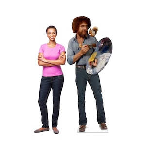 Life-Size Bob Ross and Friend Cutout – Art-Themed Party Prop, Cardboard Standee for Events or Decor, Lifesize Cutout, Funny Gift