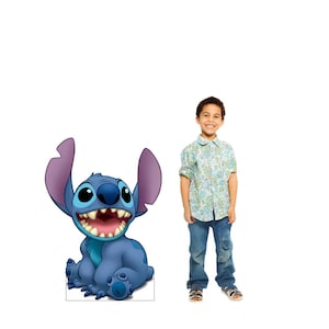 Voyage debout Disney Stitch, taille réelle, Disney Lilo & Stitch, décoration en carton Lilo et Stitch pour thème fête d'anniversaire et chambre d'enfant